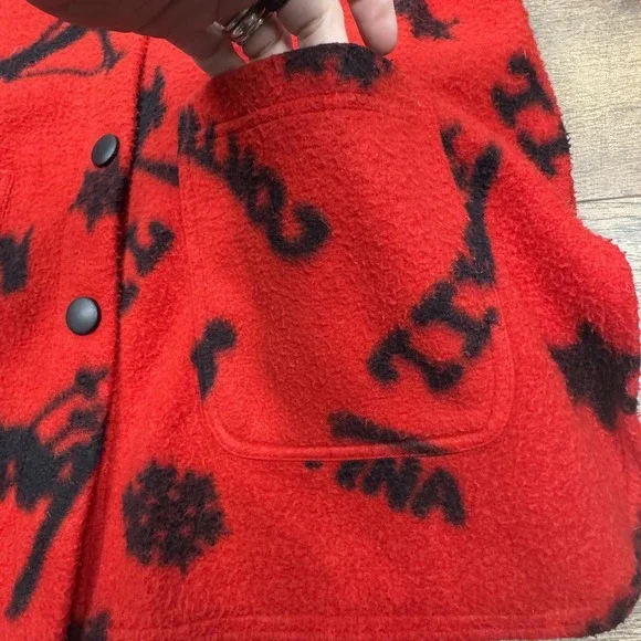 Women's Vintage 90s‎  Carole Little Red and Black Ski Print Fleece Jacket - Picture 5 of 7